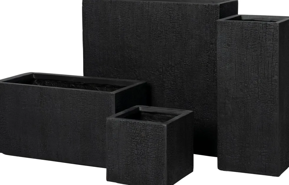 Intratuin bloempot Tino zwart 32,5 x 32,5 x 70 cm