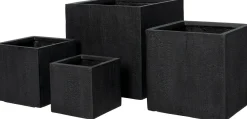 Intratuin bloempot Tino zwart 31,5 x 31,5 x 31,5 cm