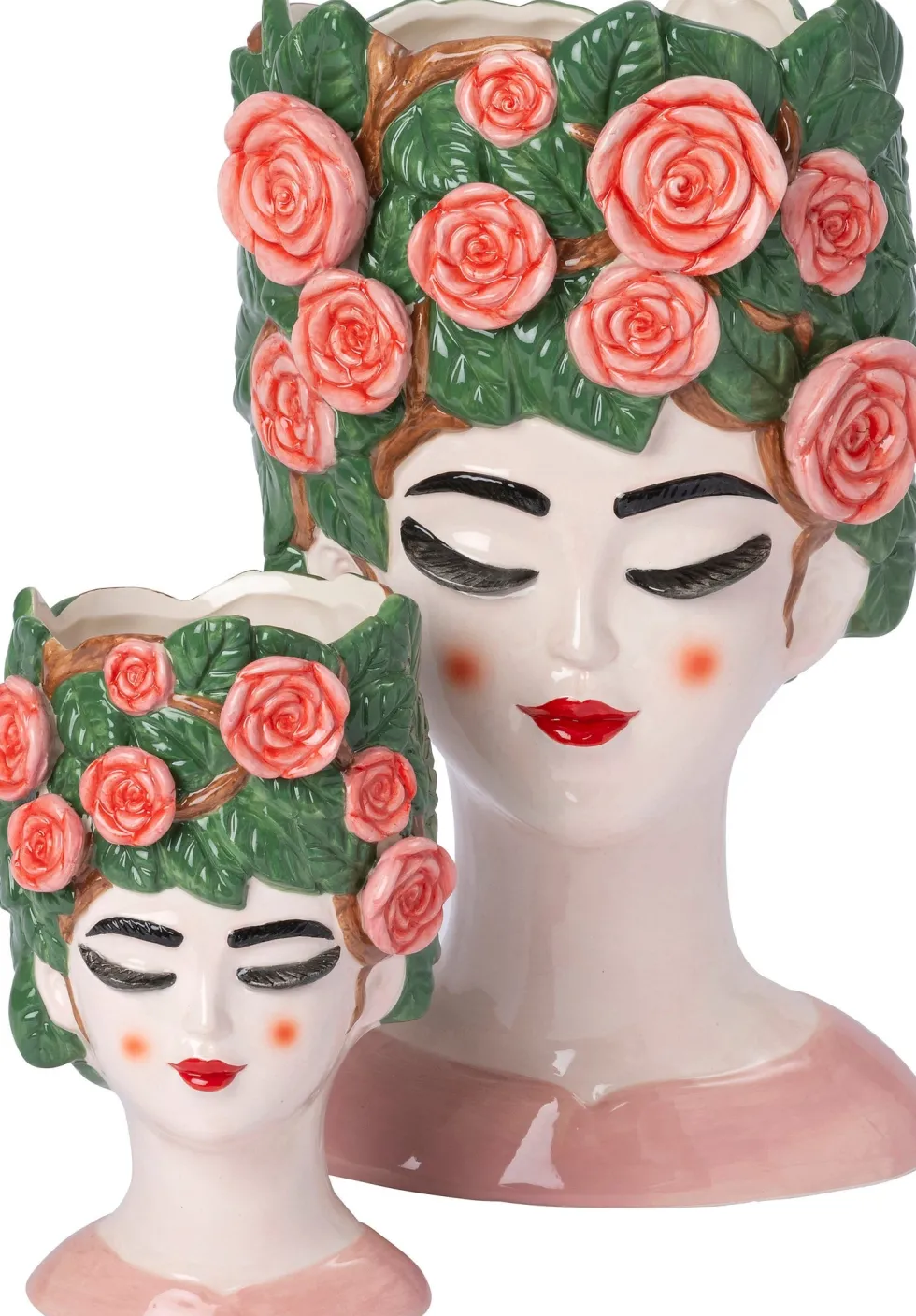 Intratuin bloempot Vrouw met rozen roze 21 x 21 x 36 cm
