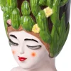 Intratuin bloempot Vrouw met cactussen roze 14 x 13 x 22 cm