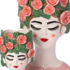 Intratuin bloempot Vrouw met rozen roze 13 x 13 x 21 cm