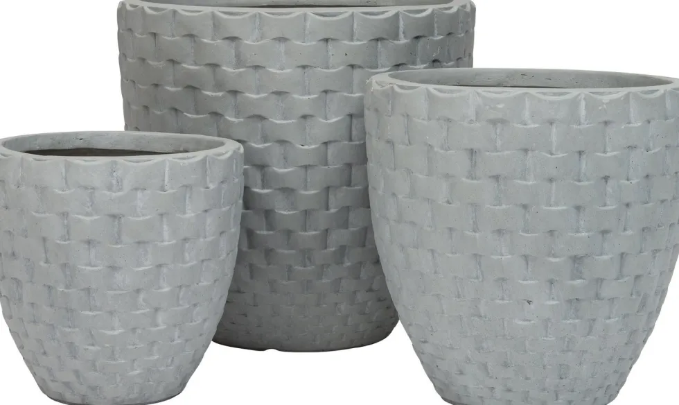 Intratuin bloempot Wicker grijs D 35 H 34 cm