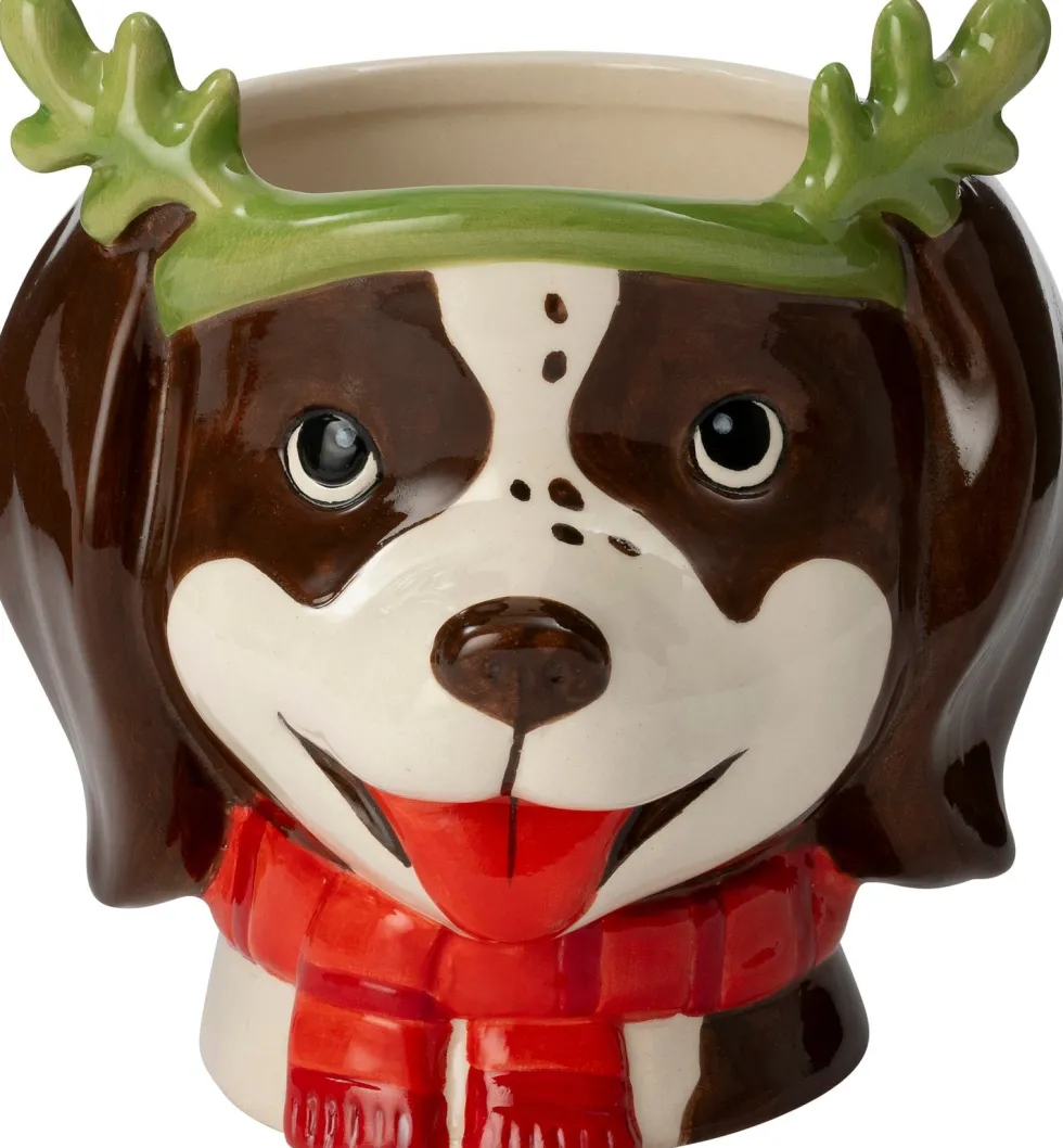 Intratuin bloempot Willow bruin / wit D 14,5 H 14,8 cm