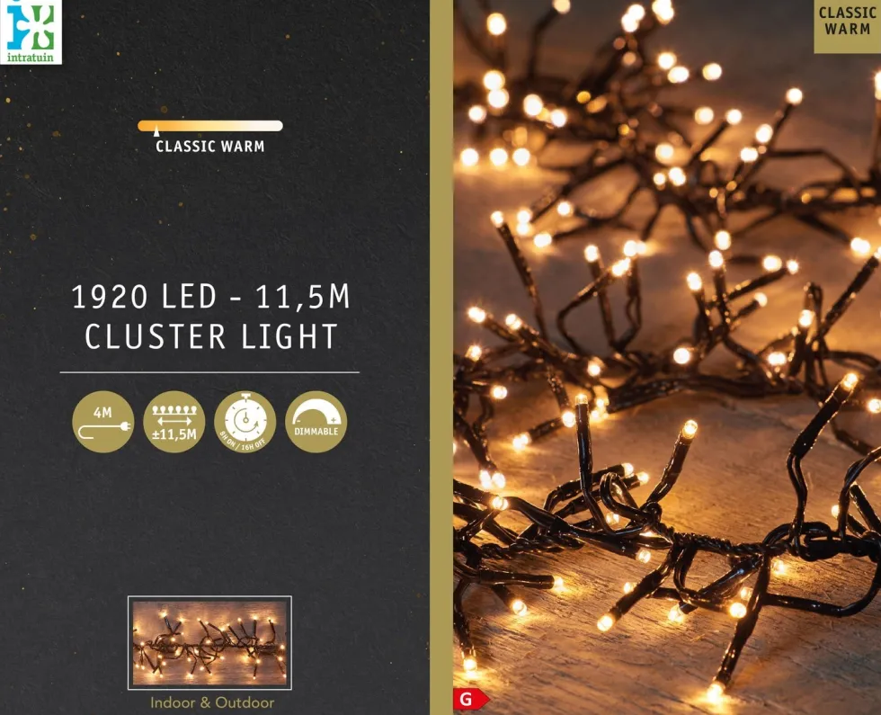 Intratuin clusterverlichting met 1920 lampjes classic warm 11,5 m