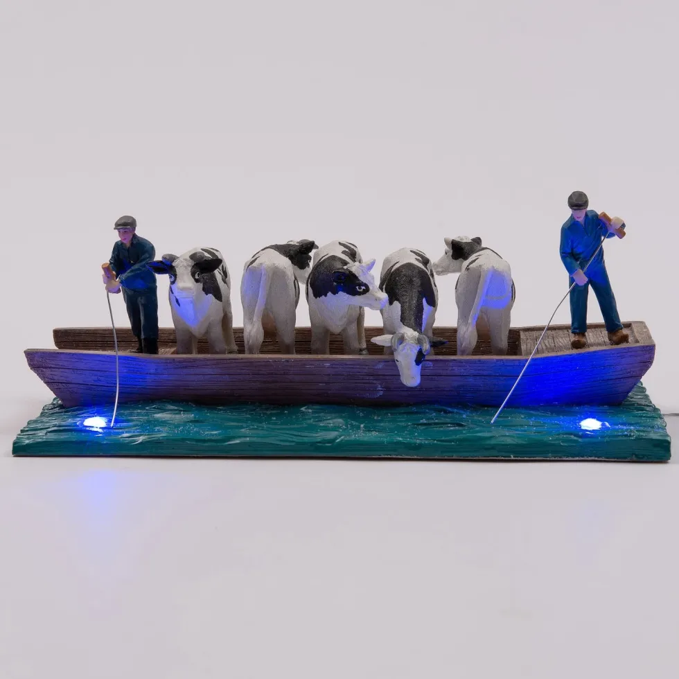 Intratuin De Brink kerstdorpminiatuur koeien overzetten 25 x 14 x 9,5 cm