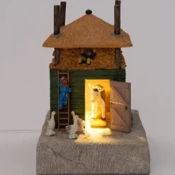 Intratuin De Brink kerstdorpminiatuur hooischuur met koe 13,7 x 17,2 x 20 cm
