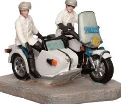 Intratuin De Brink kerstdorpminiatuur politie zijspan 7,3 x 9,8 x 7,8 cm