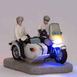 Intratuin De Brink kerstdorpminiatuur politie zijspan 7,3 x 9,8 x 7,8 cm