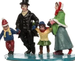 Intratuin De Brink kerstdorpminiatuur familie op schaatsen 8,2 x 4,2 x 6,8 cm