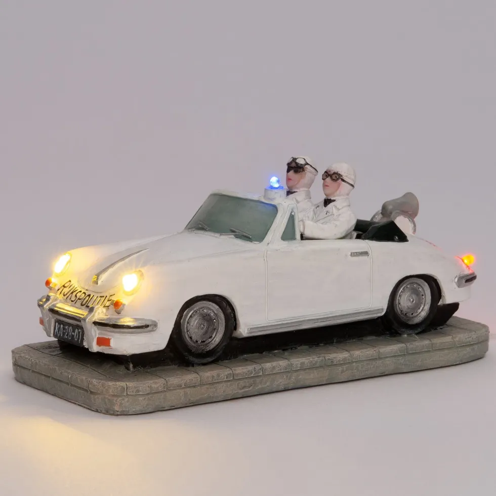 Intratuin De Brink kerstdorpminiatuur rijkspolitie porsche 14,3 x 6,5 x 6 cm