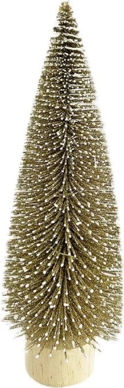 Intratuin decoratieboom Den goud met 10 lampjes warm wit D 10 H 30 cm