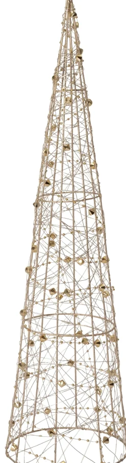 Intratuin decoratieboom Helmia kegel goud met verlichting D 20 H 80 cm