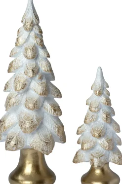 Intratuin decoratieboom Silva kerstboom sneeuw goud / wit D 13 H 34