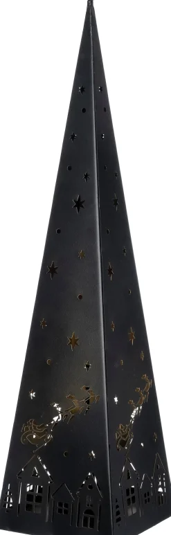 Intratuin decoratieboom Soenda kegel arreslee zwart met verlichting 12,5 x 12,5 x 51 cm