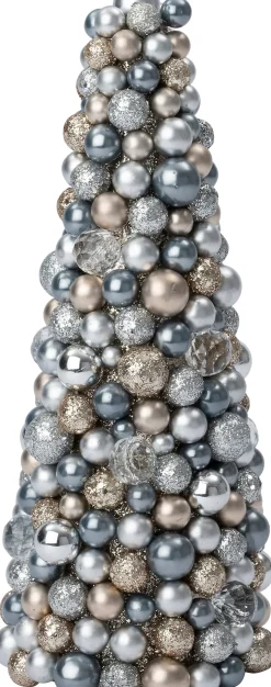 Intratuin decoratieboom Trevi kerstbal zilver D 18 H 45 cm