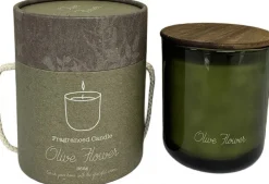 Intratuin geurkaars in glas Indi Olive Flower groen 40 D 9,8 H 11,7 cm
