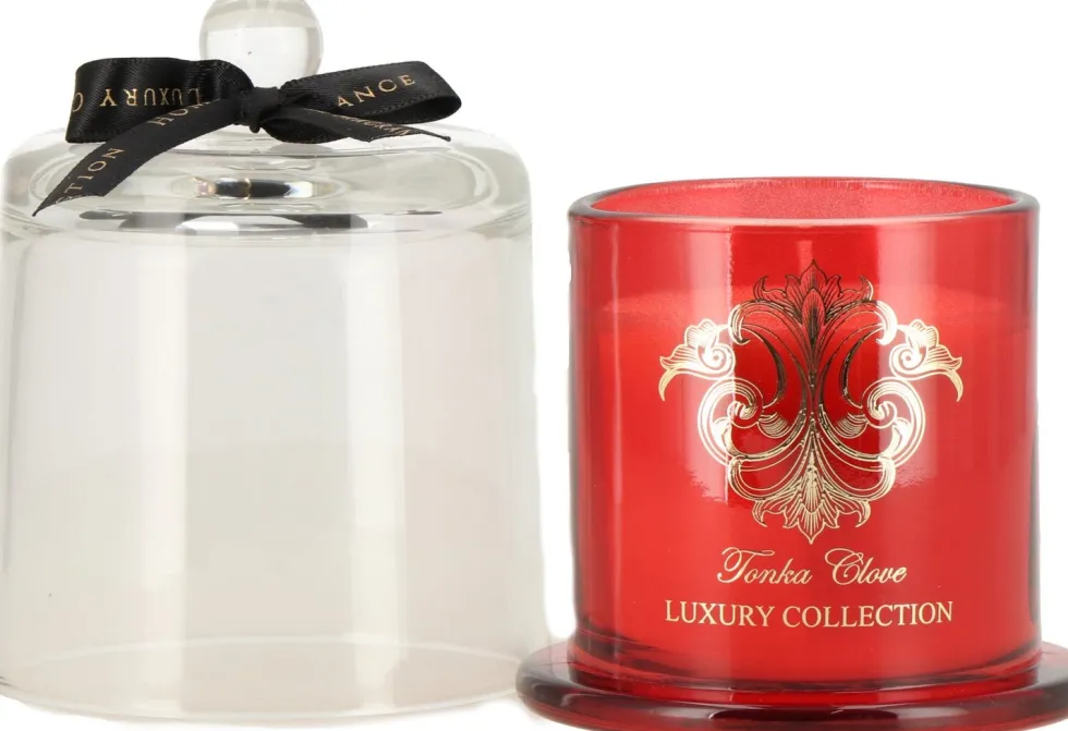 Intratuin geurkaars Luxe Tonka Clove rood 30 uur D 9,5 H 13 cm