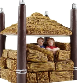 Intratuin Holland kerstdorpminiatuur verstoppen in hooiberg 13,5 x 13,5 x 15,5 cm
