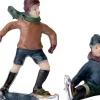 Intratuin Holland kerstdorpminiatuur schaatsen met hond 11,5 x 5 x 14,5 cm 3-delige set