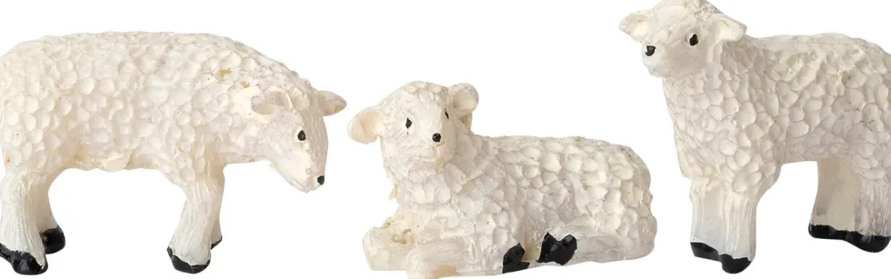 Intratuin Holland kerstdorpminiatuur schapen 9 x 4,3 x 14 cm 3-delige set