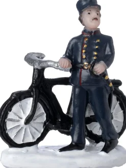Intratuin Holland kerstdorpminiatuur politieman met fiets 9 x 4,3 x 14 cm