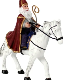 Intratuin Holland kerstdorpminiatuur sinterklaas op paard 11,5 x 5 x 14,5 cm