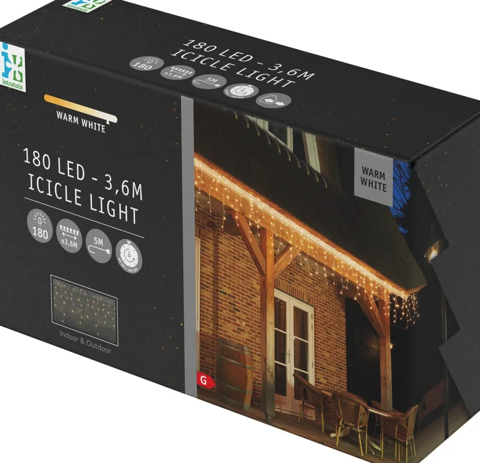 Intratuin ijspegelverlichting met 180 lampjes warm white 3,6 m