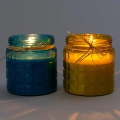 Intratuin kaars in glas Paula blauw 20 uur D 11 H 12 cm