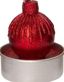 Intratuin kaars Kerstbal rood D 3,5 H 5 cm 6 stuks