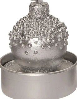 Intratuin kaars Kerstbal zilver D 3,5 H 5 cm 6 stuks