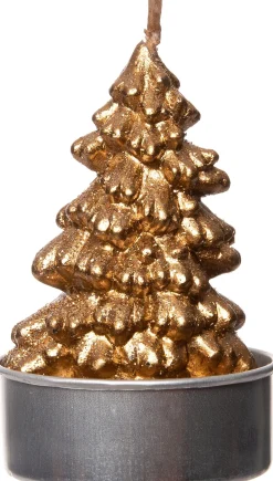 Intratuin kaars kerstboom goud D 3,7 H 6,5 cm 6 stuks