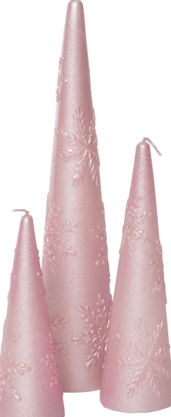 Intratuin kaars met sneeuwvlok roze 5,8 x 5,8 x 20 cm
