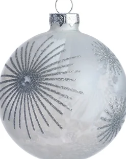 Intratuin kerstbal Aberlour zilver bloem D 8 cm