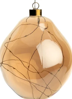 Intratuin kerstbal Avoca semitransparant oranje met verlichting D 15 cm