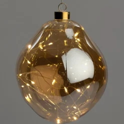 Intratuin kerstbal Avoca semitransparant oranje met verlichting D 15 cm