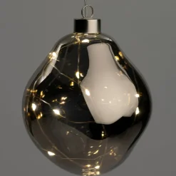 Intratuin kerstbal Avoca semitransparant antraciet met verlichting D 12 cm