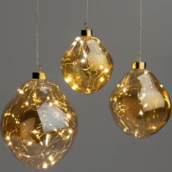 Intratuin kerstbal Avoca semitransparant oranje met verlichting D 12 cm