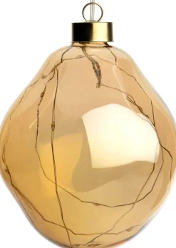 Intratuin kerstbal Avoca semitransparant oranje met verlichting D 12 cm