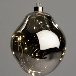 Intratuin kerstbal Avoca semitransparant antraciet met verlichting D 15 cm