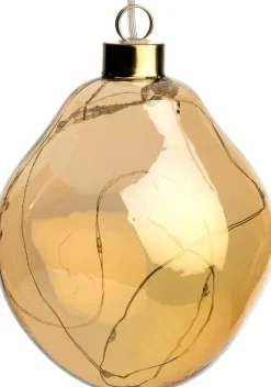 Intratuin kerstbal Avoca semitransparant oranje met verlichting D 10 cm