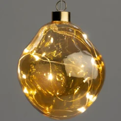 Intratuin kerstbal Avoca semitransparant oranje met verlichting D 10 cm