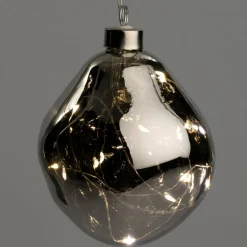 Intratuin kerstbal Avoca semitransparant antraciet met verlichting D 10 cm