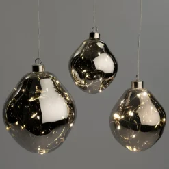 Intratuin kerstbal Avoca semitransparant antraciet met verlichting D 10 cm