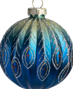 Intratuin kerstbal Banchory blauw / groen D 8 cm