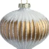 Intratuin kerstbal Bankend goud / wit ui D 8 cm