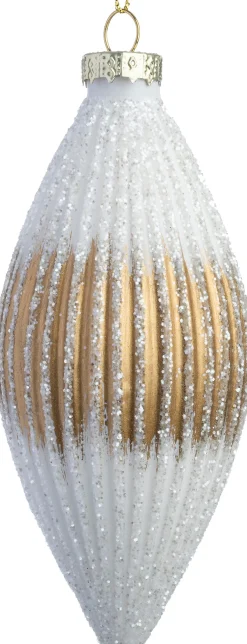 Intratuin kerstbal Bankend goud / wit D 6 H 12 cm