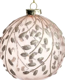 Intratuin kerstbal Birsay roze bladeren D 10 cm