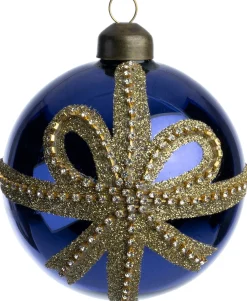 Intratuin kerstbal Bodi blauw strass strik D 8 cm