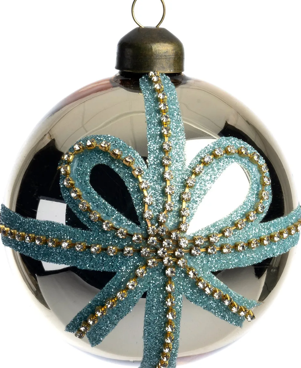 Intratuin kerstbal Bodi goud strass strik D 8 cm
