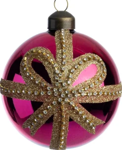 Intratuin kerstbal Bodi roze strass strik D 8 cm